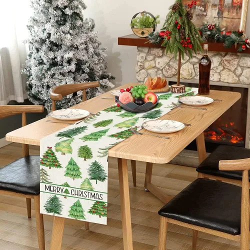 Miniatura 9 de OTOSTAR Camino de mesa de árbol de Navidad, Navidad, Navidad, Navidad, Navidad, caminos de mesa de cocina, comedor, decoración de mesa de lino