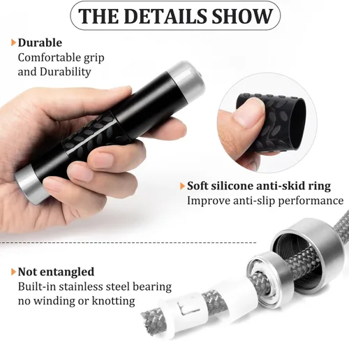 Miniatura 3 de Mangodan Cuerda de saltar con peso de 1LB para fitness para mujeres y hombres, cuerda de saltar sin enredos con rodamientos de bolas de velocidad