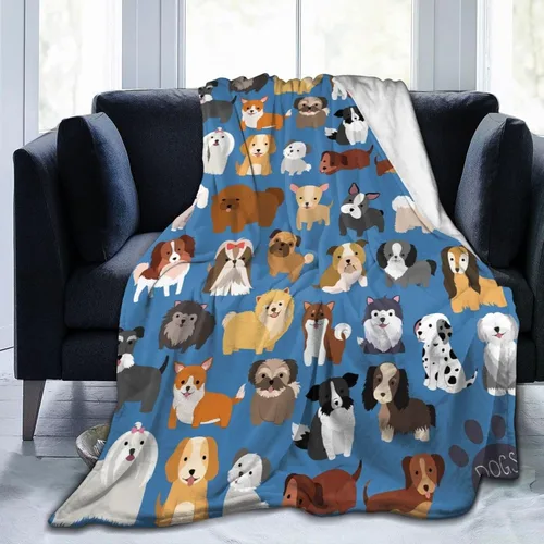 Miniatura 10 de Perinsto Manta de Tiro de Cachorros Perros Animales Lindos Ultra Suave Cálida Todas las Estaciones Mascotas de Dibujos Animados Mantas Decorativas