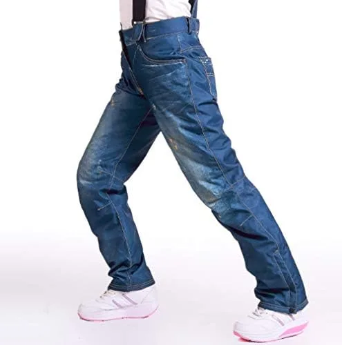 Miniatura 2 de Mitef Men's Warm Thickened Ski Denim Pants Windproof Waterproof Snowboard Pants