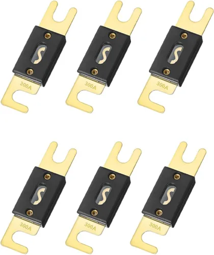6 piezas de fusible ANL de 300 amperios/300 A, fusible de hoja para sistema de audio y video de vehículos marinos y automóviles, fusible en línea