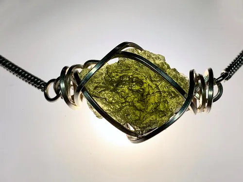 Miniatura 4 de Cristal de moldavita genuino, colgante grande de diamantes Herkimer - MUY alta vibración República Checa Tektite piedra curativa Reiki S61