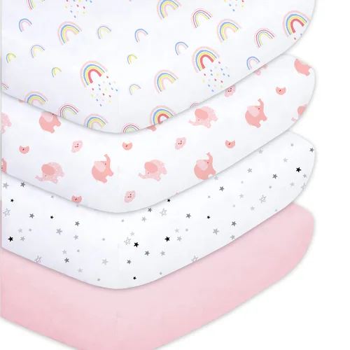 Miniatura 14 de Plushii Sábanas de Cuna para Bebés Varones Paquete de 4, 28"x 52" Juego de Sábanas de Cuna de Microfibra Extra Suave para Cuna Estándar y Colchón