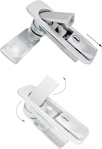 Miniatura 5 de Cerradura emergente para panel de gabinete eléctrico, cerradura de leva de puerta, color plateado con llaves (plata, llaves)