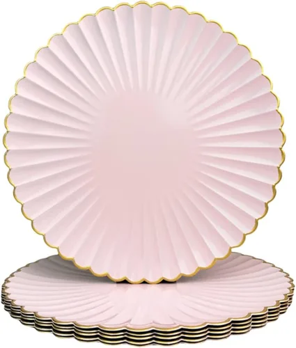 Cargadores rosas para platos de cena, platos base de plástico de 13 pulgadas, cargadores decorativos para fiesta de boda, decoración de mesa. (Juego
