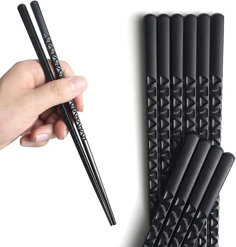 Palillos, YFWOOD 5 pares de palillos de fibra de vidrio - Palillos japoneses chinos reutilizables, aptos para lavavajillas, antideslizantes, 9.6