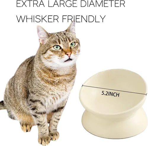 Miniatura 5 de Cuenco elevado de cerámica para gatos, cuencos de comida para gatos inclinados, de cerámica, apto para bigotes, antivómitos y reduce la carga