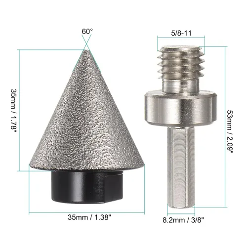 Miniatura 2 de HARFINGTON Brocas biseladoras de diamante de 1.38 pulgadas de diámetro, 5/8-11 roscas con adaptador, broca avellanadora para ampliar agujeros