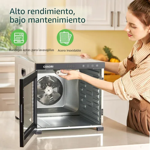 Miniatura 6 de COSORI Deshidratador de alimentos para carne seca, 10 bandejas, espacio de secado de 16.2 pies cuadrados, control de temperatura de 165 °F, Plateado
