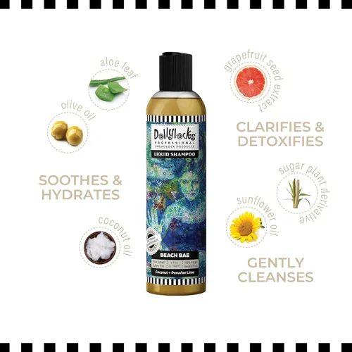 Miniatura 6 de Dollylocks Claifying - Champú líquido Lima de coco Sin parabenos, a base de plantas, vegano, sin residuos, trenzas y cuidado de rastas, todo