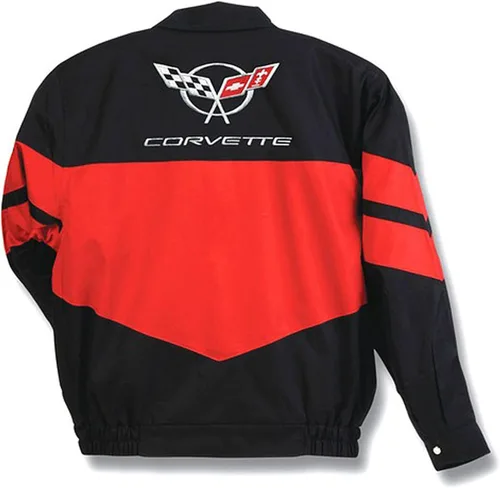 Miniatura 3 de Corvette C5Emblema bombardero chamarra rojo y negro de sarga