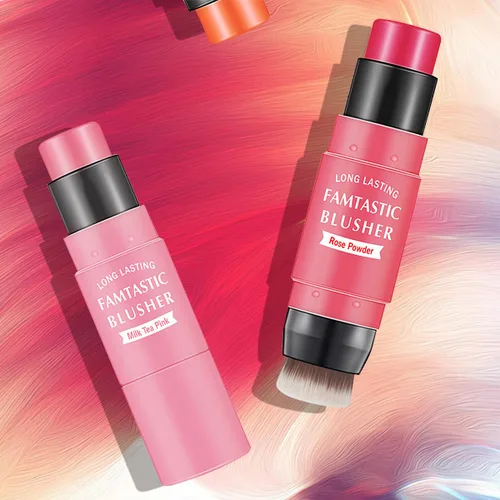 Miniatura 8 de LOKFAR Rubor en barra en crema para mejillas – Rubor de maquillaje múltiple 2 en 1 con pincel para tinte de mejillas, ojos y labios, textura suave e
