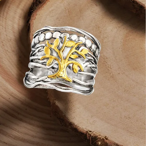 Miniatura 5 de Ross-Simons Anillo multifila de plata de ley y oro amarillo de 14 quilates