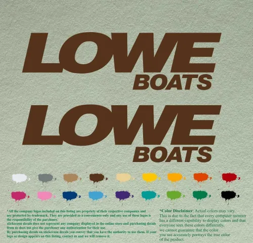 Miniatura 15 de Par de calcomanías de vinilo de repuesto compatibles con Lowe Boats, motor fuera de borda, juego de 2 (12 pulgadas, negro 070)