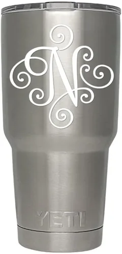 Miniatura 30 de Monogram - Calcomanía troquelada/vinilo adhesivo. Haga clic para opciones de color/letra. Disponible en cuatro colores y todas las letras de la A