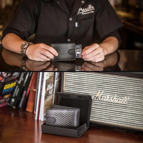 Miniatura 7 de Fidelo Billeteras plegables de cuero para hombre, carteras RFID de alta capacidad para hombres, billetera de lujo con múltiples compartimentos