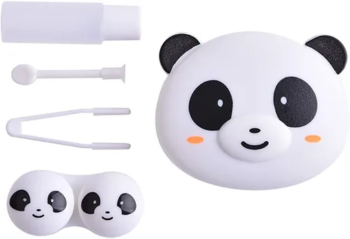 Miniatura 6 de Kit de viaje de 2 piezas de estuche para lentes de contacto de cerdo rosa, lindo oso panda portátil, soporte para lentes de contacto, contenedor