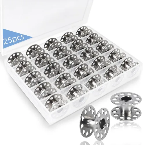 25 bobinas de metal, bobinas para máquina de coser, accesorios para máquina de coser, con caja de almacenamiento, bobinas de clase 15, adecuadas