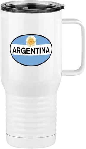 Miniatura 10 de Just So Posh Vaso de bandera de país, diferentes banderas ovaladas europeas en cada lado, taza de café de viaje con asa y tapa deslizante