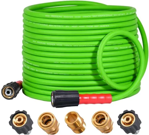 Miniatura 13 de YAMATIC Manguera de lavado a presión de 3600PSI para lavadora eléctrica de 25 pies x 1/4 pulgadas, resistente a las torceduras, manguera de repuesto