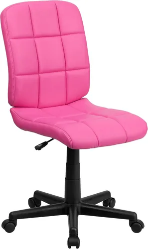 Flash Furniture - Silla giratoria de respaldo medio de vinilo, acolchada, color negro Rosa