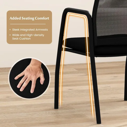 Miniatura 6 de Tangkula Juego de 2 sillas de conferencia, sillas de invitados de oficina con respaldo de malla ergonómico, brazos resistentes y asiento acolchado