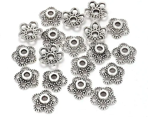 Miniatura 21 de 100 unidades/lote de tapas de cuentas de 0.236 pulgadas para joyas, receptáculo de extremo, ahuecado, toro de flores, bricolaje, espaciado