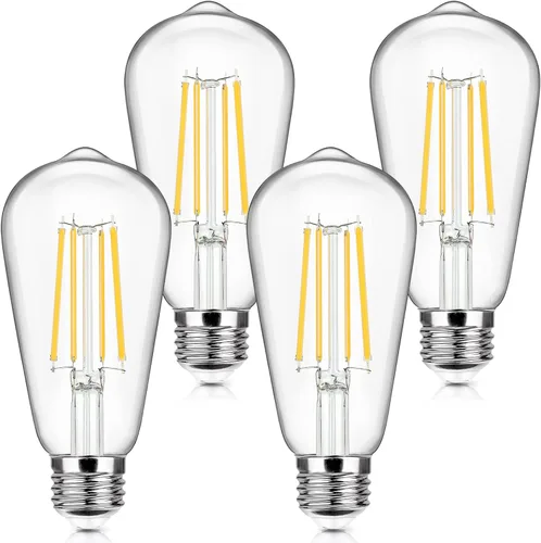 Miniatura 12 de Paquete de 4 bombillas LED Edison vintage equivalentes a 100 W, 1400 lúmenes, alto brillo, 8 W, ST58, bombillas de luz de filamento LED de 2700 K