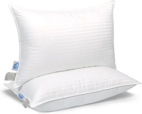 East Coast Bedding Cozy Dream - Almohadas de plumas y plumón de ganso, certificado RDS, funda 100% algodón, colección de hotel, para dormir en cama,