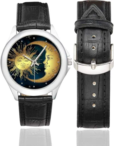 Miniatura 2 de InterestPrint Abstract Paisley Mandala Impermeable Reloj de Pulsera de Cuero Clásico de Acero Inoxidable para Mujer Negro