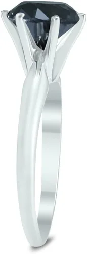 Miniatura 2 de Anillo solitario redondo de diamante negro de 2 quilates en oro blanco de 14 quilates