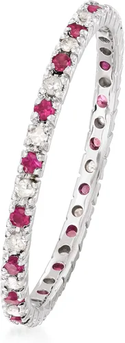 Miniatura 3 de Ross-Simons Anillo de eternidad con piedras preciosas y diamantes en oro blanco de 14 quilates