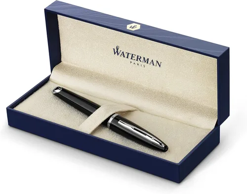 Miniatura 12 de Pluma estilográfica Waterman Carene Deluxe con punta mediana de oro macizo y tinta azul (S0699940), negro, dorado (Black Sea and Gold)
