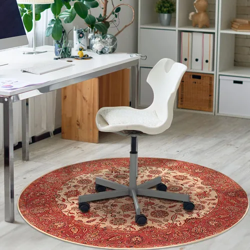 Miniatura 4 de Tapete para silla de oficina para suelo de madera, tapete vintage bohemio para silla rodante para computadora, con respaldo antideslizante, tapete