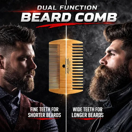 Miniatura 4 de Juego de cepillo para barba y peine para el cuidado de los hombres tijeras para bigote para regalo de caballero caja de regalo y bolsa de viaje