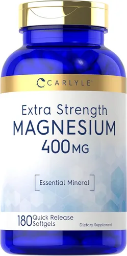 Carlyle Óxido de magnesio 400 mg | 180 cápsulas blandas | Mineral esencial | Suplemento sin OMG y sin gluten