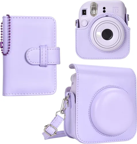 Miniatura 10 de Funda para cámara instantánea Fuji Mini 12, adorable funda de piel sintética con lazo, compatible con cámara Fuji Instax Mini 12, bolsa para cámara