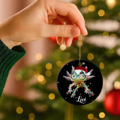 Miniatura 6 de HYTURTLE Adorno de Navidad personalizado de ajolote 2023 – Nombre personalizado para niños/niñas, bonitos adornos de Navidad para niños, adornos