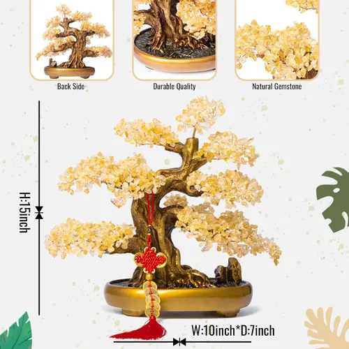 Miniatura 3 de Árbol bonsái de cristal de citrino natural, árbol de la vida, gran árbol de chakras de dinero Feng Shui para la suerte y la riqueza decoración