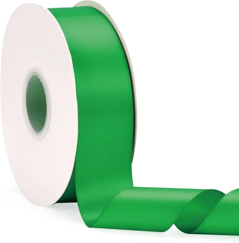 Miniatura 110 de Cinta de satén de doble cara verde manzana de 1-1/2 pulgadas x 50 yardas, cinta de color sólido de alta densidad, ideal para manualidades, envoltura