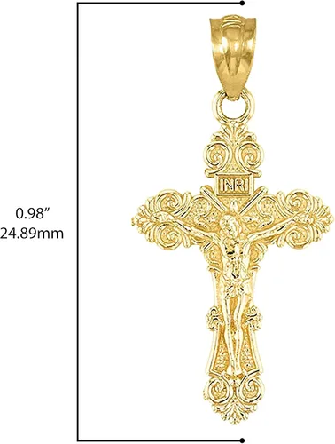 Miniatura 3 de Colgante de crucifijo INRI de oro de 14 quilates Elección de metal
