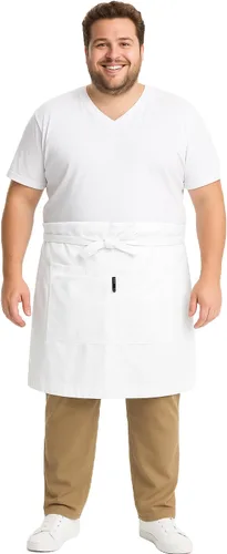 Urby Delantales de cintura/medio para mujer con bolsillos talla grande delantal XL XXL o cintura W40+, mandiles para mujer para trabajo Blanco