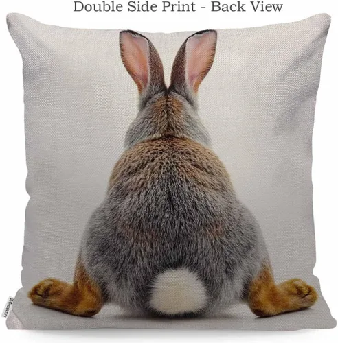Miniatura 2 de WONDERTIFY Funda de almohada para sofá con diseño de conejo gris aislado en fondo blanco - Funda de almohada de lino suave para decoración