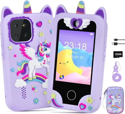 Teléfono inteligente para niños para niñas, teléfono de juguete con cámara para niños de 3, 4, 5, 6, 8 años, regalos de cumpleaños de Navidad,