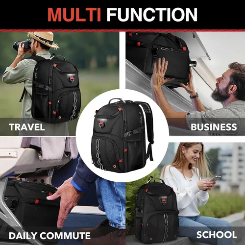 Miniatura 6 de Z-MGKISS Mochila de viaje, mochila grande de viaje para laptop para hombres y mujeres con mochila comercial aprobada por la aerolínea TSA, Negro-2