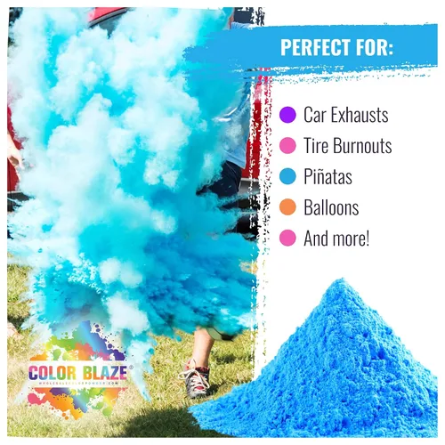 Miniatura 4 de Color Blaze Paquetes de polvo de color para revelación del género del bebé, 2.65 oz cada uno, 10 paquetes de polvo de color azul para niños