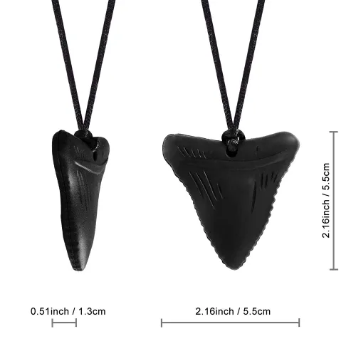 Miniatura 2 de 5 collares sensoriales masticables para niños sensoriales, collar de diente de tiburón, tratamiento de mordida de uñas para niños y adultos, YQZIYOU