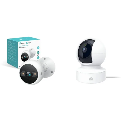 Kasa Smart Cámara de seguridad de 4MP 2K para exteriores con cable y cámara de seguridad 2K para monitor de bebé, inclinación panorámica, cámara