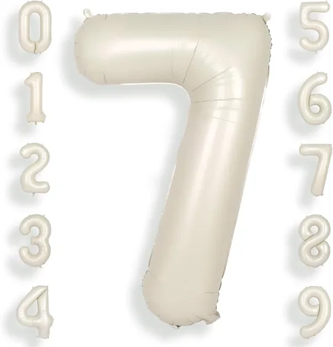 Miniatura 45 de SUWEN Globos de helio grandes de 102 cm (40 pulgadas) con letra S en color crema. Globos grandes de papel de aluminio con letra en helio, de A a Z.