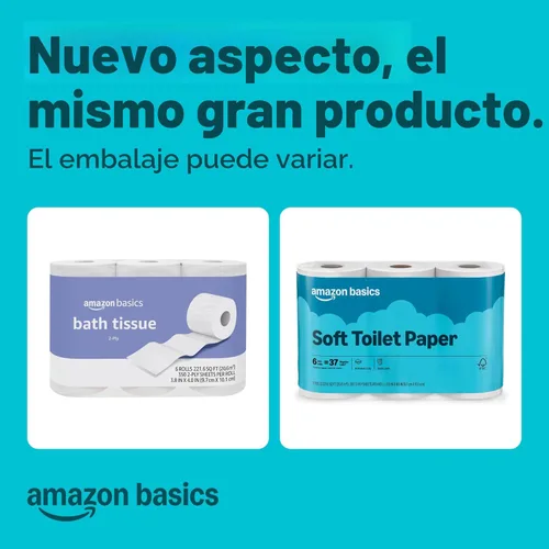 Miniatura 2 de Amazon Basics Papel higiénico suave de 2 capas, 30 rollos (5 paquetes de 6), 350 hojas por rollo, seguro para sépticos, equivalente a 185 rollos